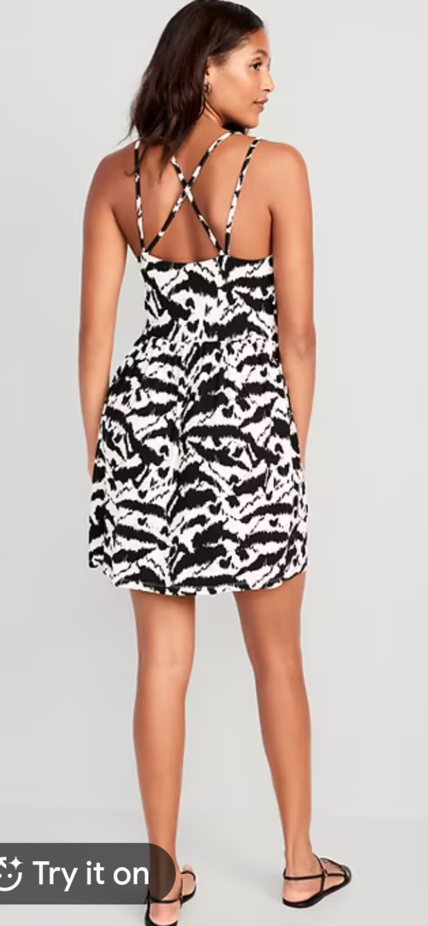 Old Navy Black Cross Back Fit & Flare Mini Cami Sundress